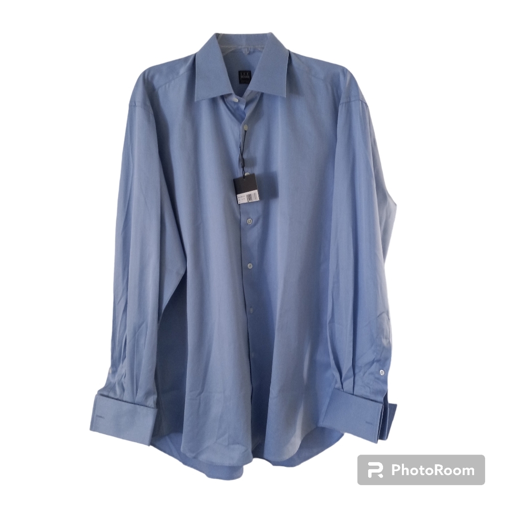 IKE Behar New York blue button down French Cuff dress shirt 16/35